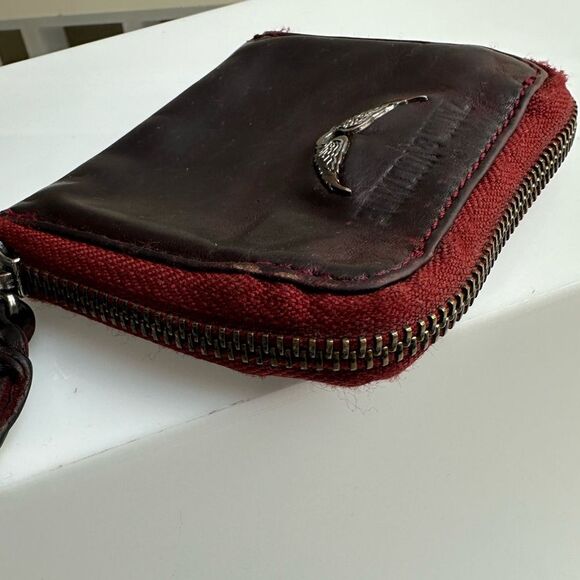 Zadig & Voltaire Small Leather Wallet ID Holder Wine Color Zip Around Closure - Picture 11 of 11